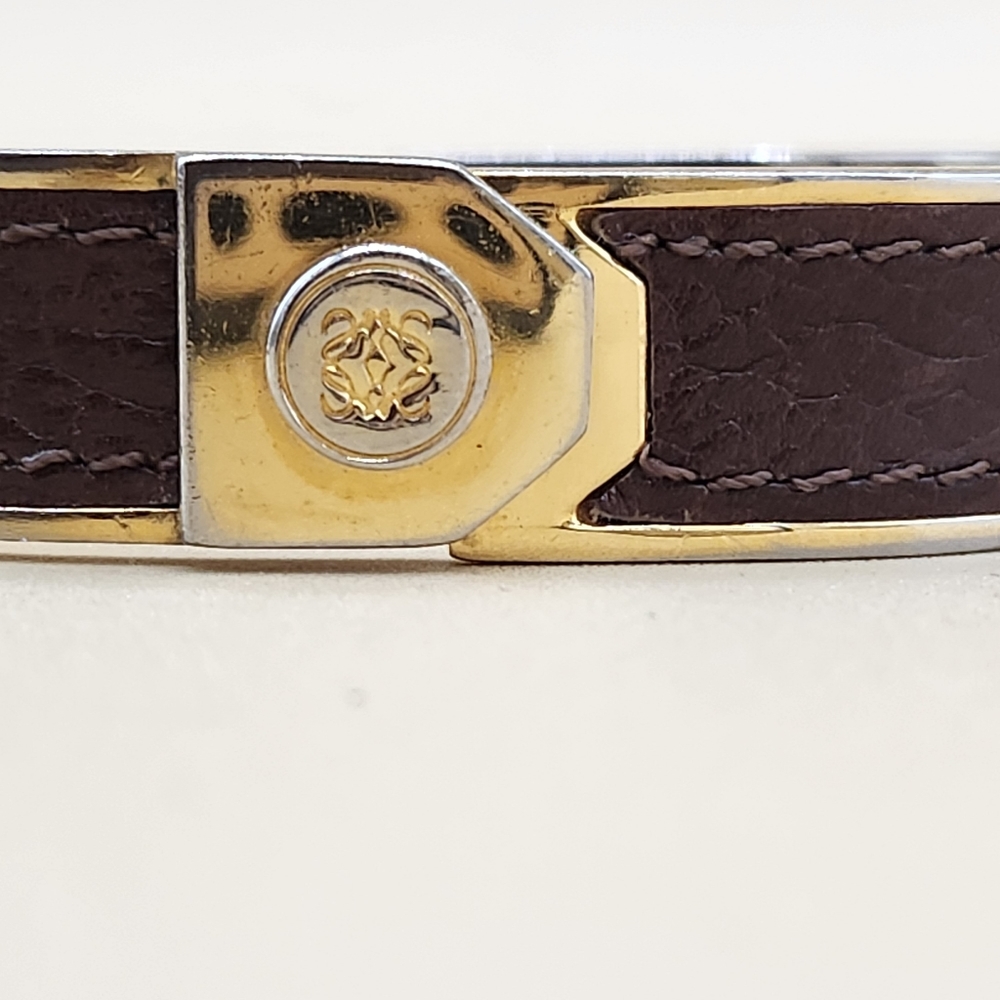 Loewe Vintage Logo Bangle Bracelet-Leather and Gold Plate - Picture 10 of 10